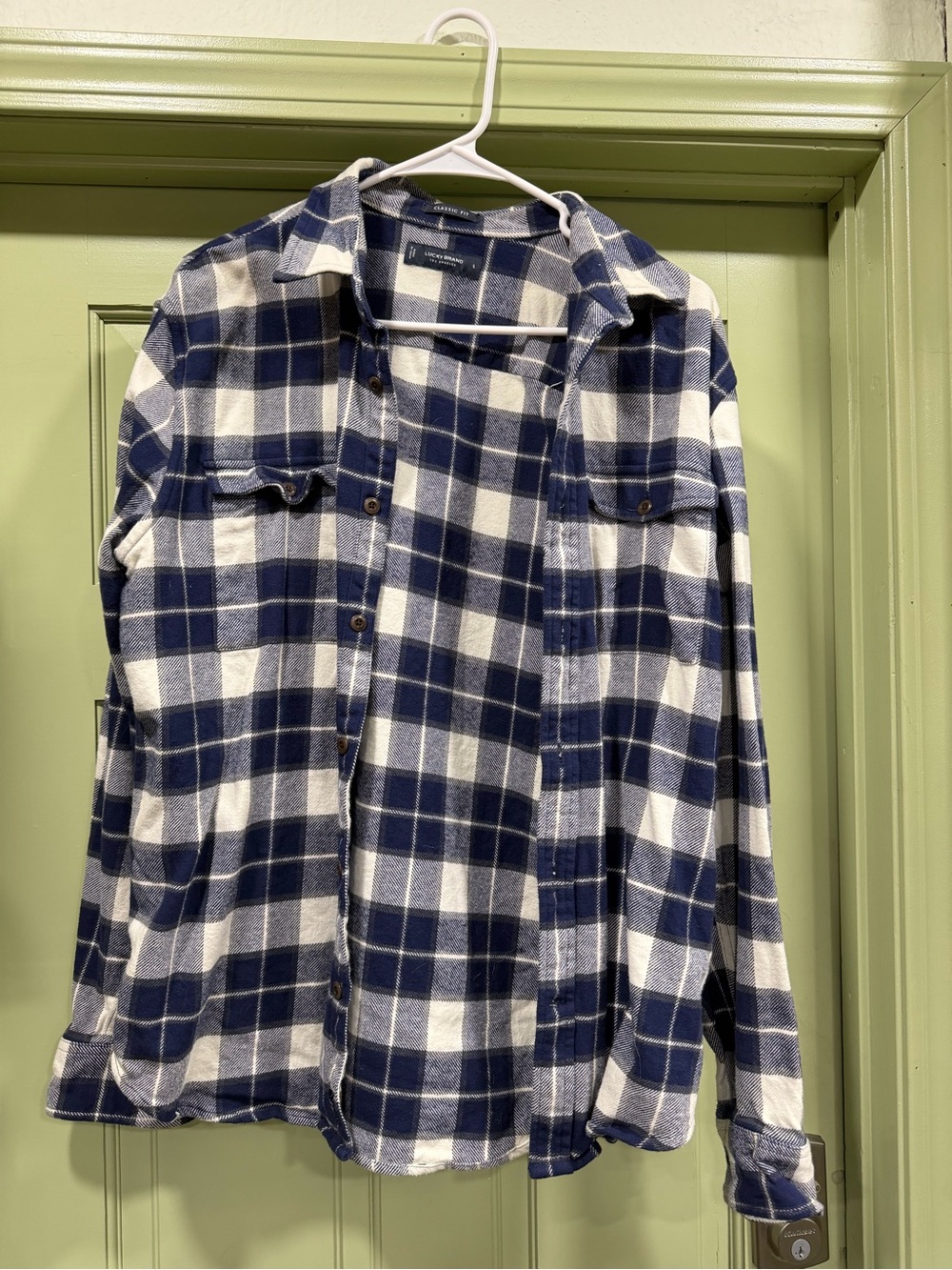 Lucky Brand Navy and White Plaid Shirt Jacket